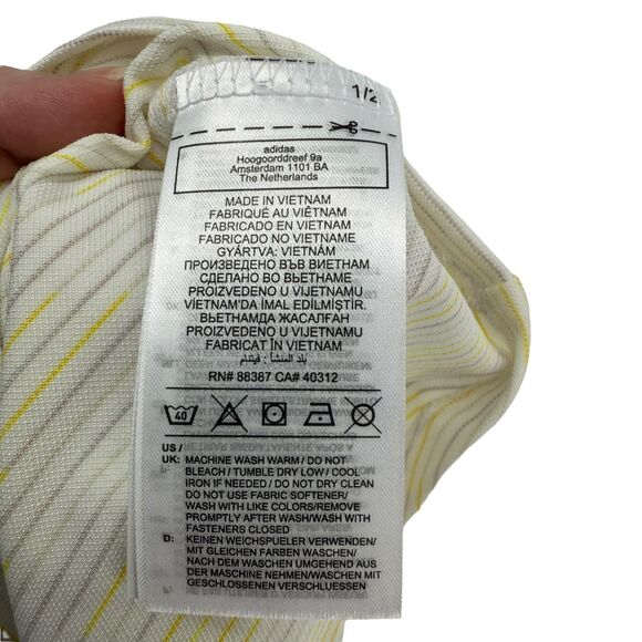 Adidas Golf Polo Shirt Women's Large White Yellow Short Sleeve Novelty HS6663 - Picture 16 of 16